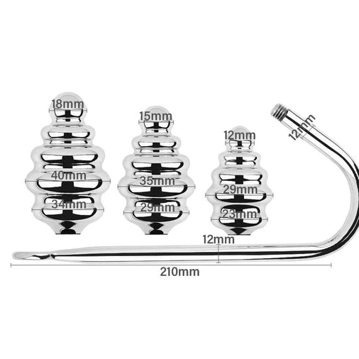 Screw-in Ribbed GreatBenefit Anal Hook 8826 Set 0901